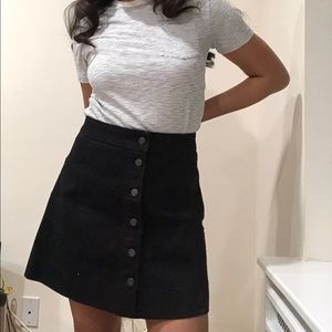 J.Crew Black Denim Front Button Miniskirt